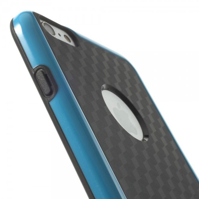 iPhone 6 Plus/6S Plus Elastic Plastic Case with Cube Pattern - Black/Blue