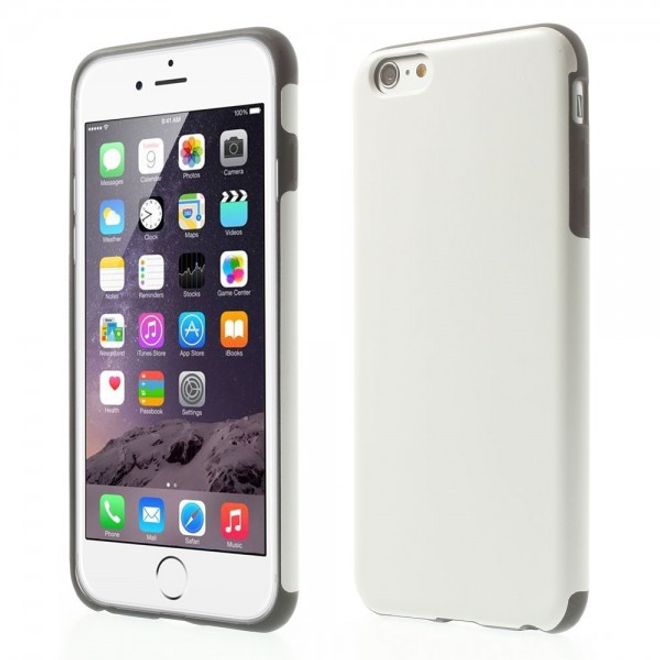 iPhone 6 Plus/6S Plus Leather-like Crazy Horse Plastic Case - White