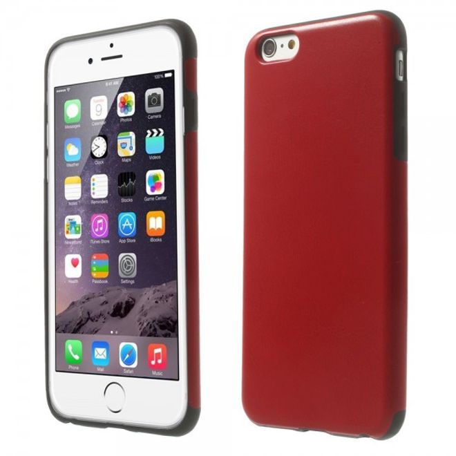 iPhone 6 Plus/6S Plus Leather-Like Crazy Horse Plastic Case - Red