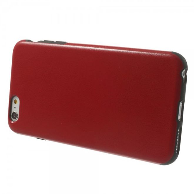 iPhone 6 Plus/6S Plus Leather-Like Crazy Horse Plastic Case - Red