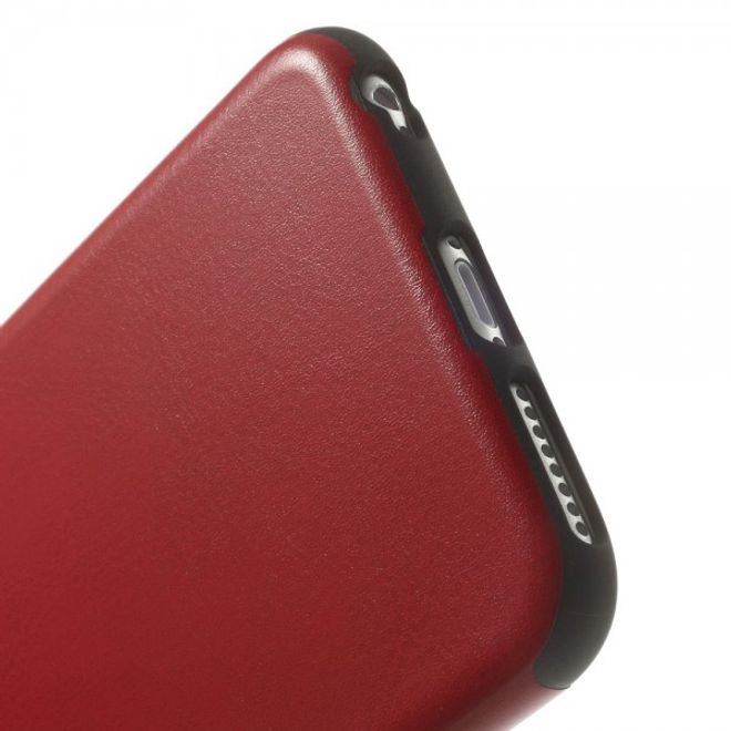 iPhone 6 Plus/6S Plus Leather-Like Crazy Horse Plastic Case - Red