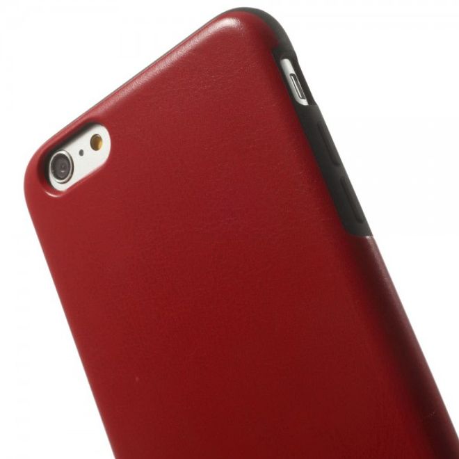 iPhone 6 Plus/6S Plus Leather-Like Crazy Horse Plastic Case - Red