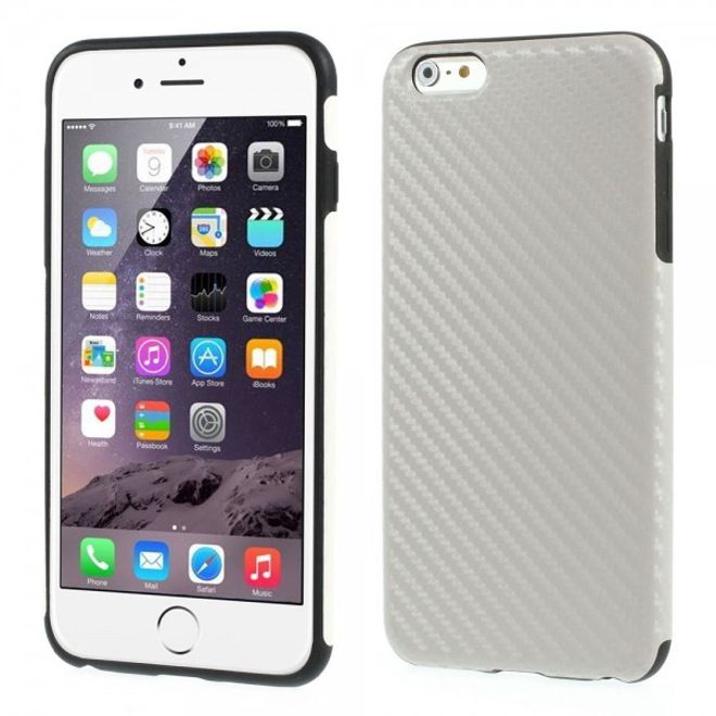 iPhone 6 Plus/6S Plus Leather-Like Carbon Fiber Plastic Case - Gray