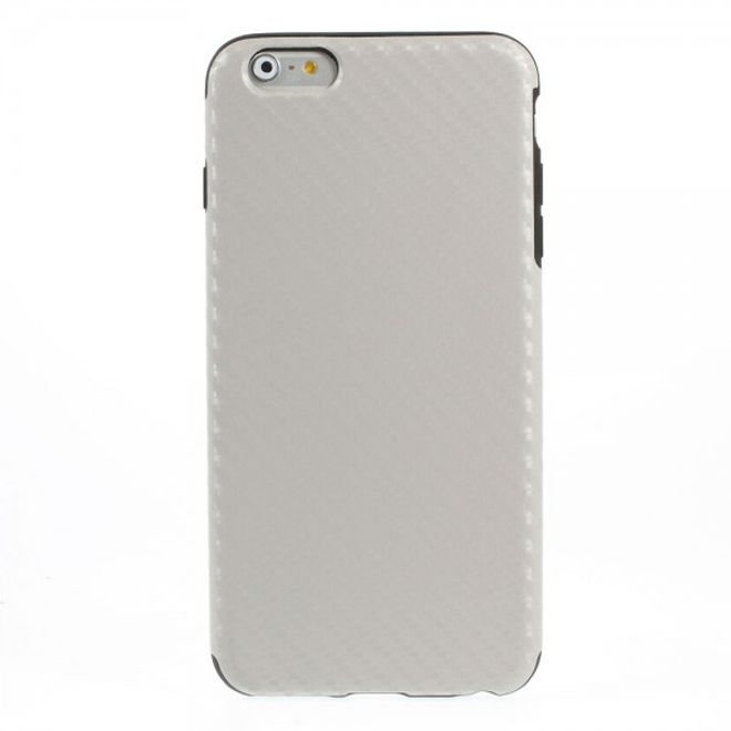 iPhone 6 Plus/6S Plus Leather-Like Carbon Fiber Plastic Case - Gray