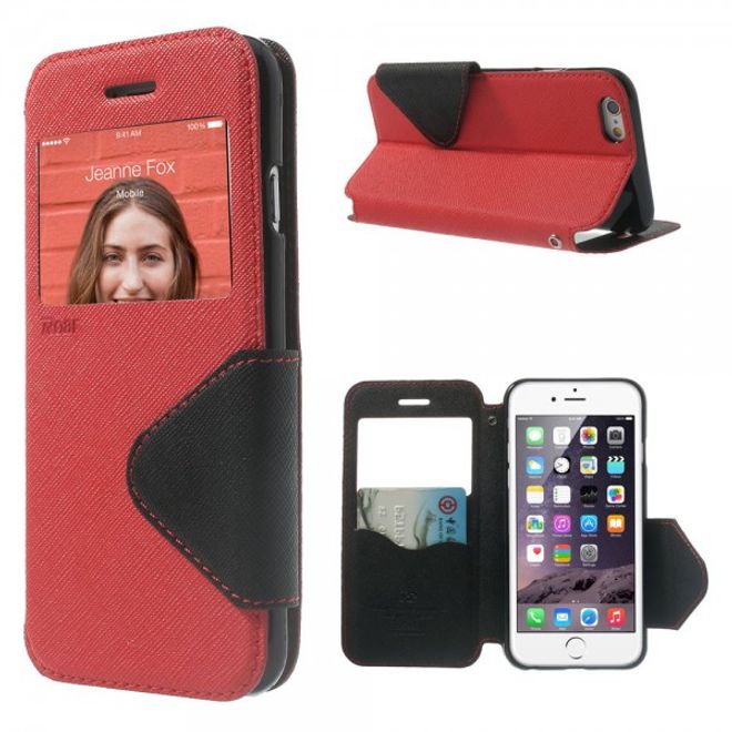 iPhone 6/6S Magnetic Leather Case with Large Opening - Red