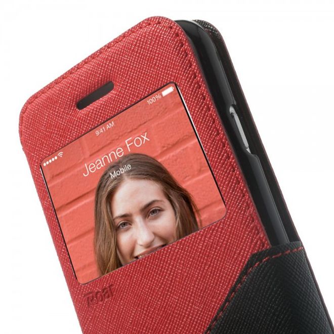 iPhone 6/6S Magnetic Leather Case with Large Opening - Red