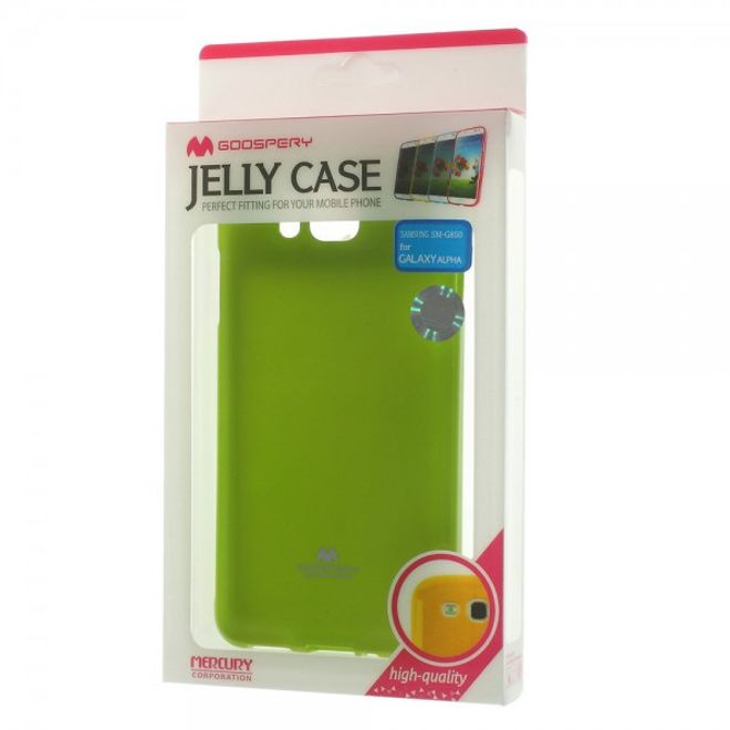 Goospery - Samsung Galaxy Alpha Handy Hülle - TPU Soft Case - Pearl Jelly Series - lime