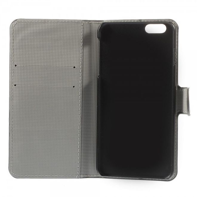 iPhone 6 Plus/6S Plus Leder Case mit farbigem Muster - weiss