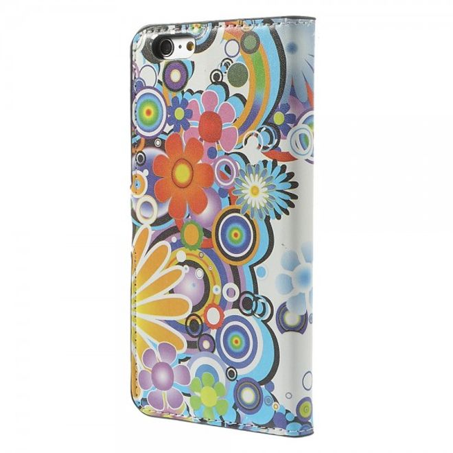 iPhone 6 Plus/6S Plus Leder Case mit farbigem Muster - weiss