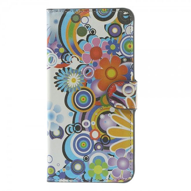 iPhone 6 Plus/6S Plus Leder Case mit farbigem Muster - weiss