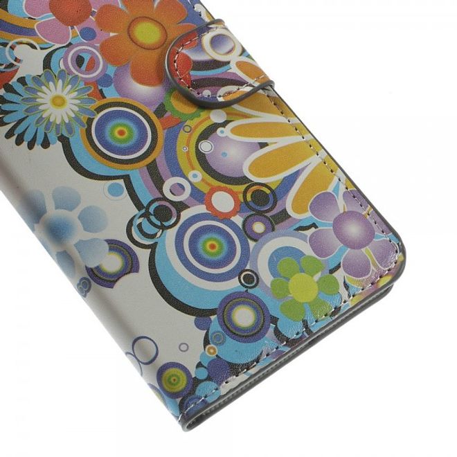 iPhone 6 Plus/6S Plus Leder Case mit farbigem Muster - weiss