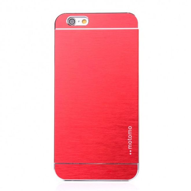 iPhone 6 Plus/6S Plus Brushed Hard Plastic Case in Aluminum Style - Red
