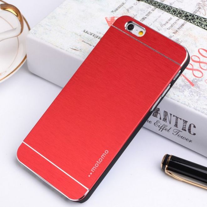 iPhone 6 Plus/6S Plus Brushed Hard Plastic Case in Aluminum Style - Red