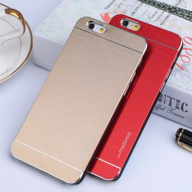 iPhone 6 Plus/6S Plus Brushed Hard Plastic Case in Aluminum Style - Red