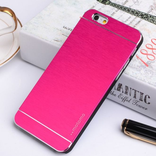 iPhone 6 Plus/6S Plus Gebürstetes Hart Plastik Case im Alu-style - rosa