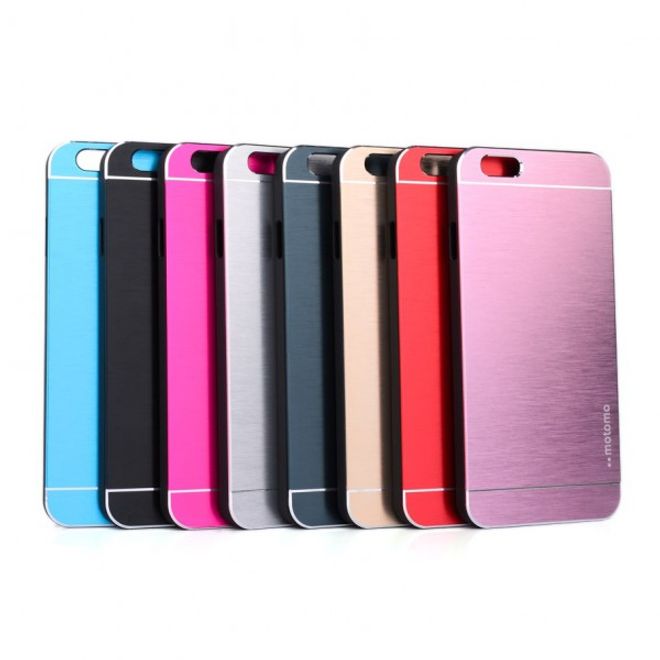 iPhone 6 Plus/6S Plus Gebürstetes Hart Plastik Case im Alu-style - rosa