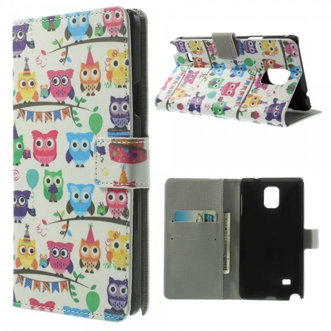 Samsung Galaxy Note 4 Leder Case mit vielen kleinen Eulen