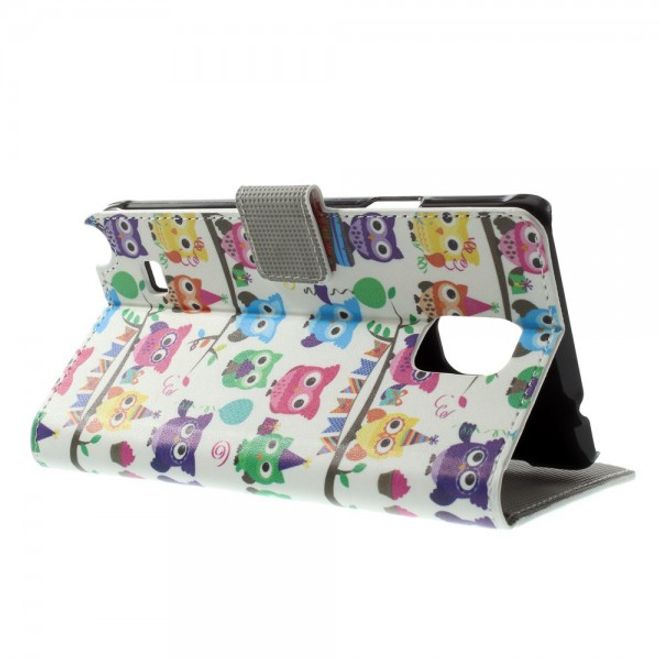 Samsung Galaxy Note 4 Leder Case mit vielen kleinen Eulen