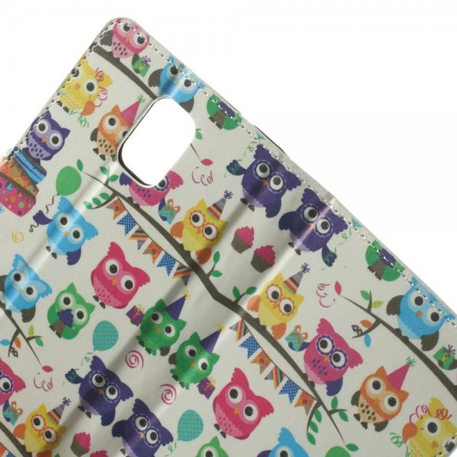 Samsung Galaxy Note 4 Leder Case mit vielen kleinen Eulen