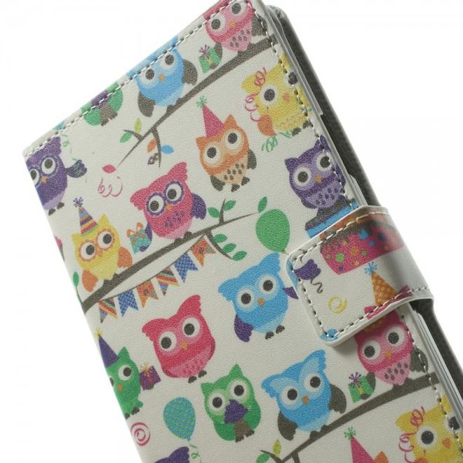Samsung Galaxy Note 4 Leder Case mit vielen kleinen Eulen