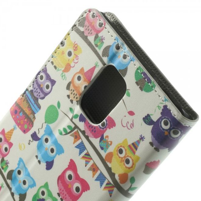 Samsung Galaxy Note 4 Leder Case mit vielen kleinen Eulen