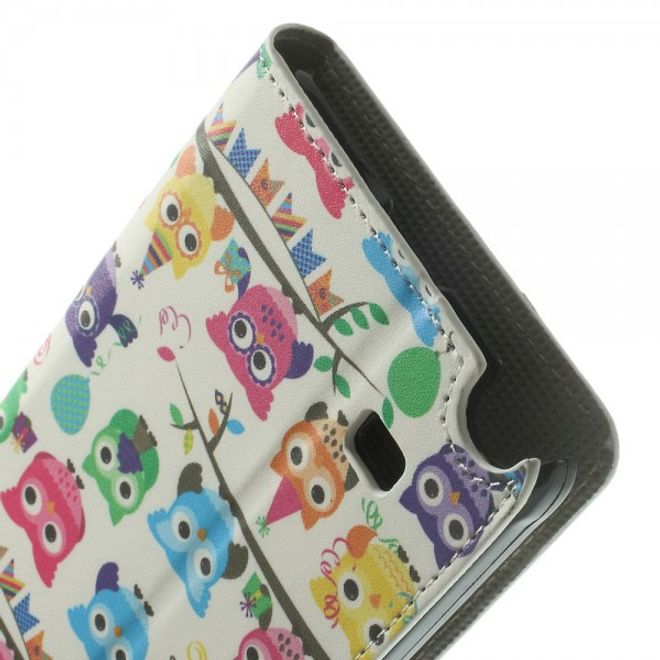 Samsung Galaxy Note 4 Leder Case mit vielen kleinen Eulen