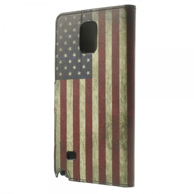 Samsung Galaxy Note 4 Leder Case mit USA Flagge retro-style