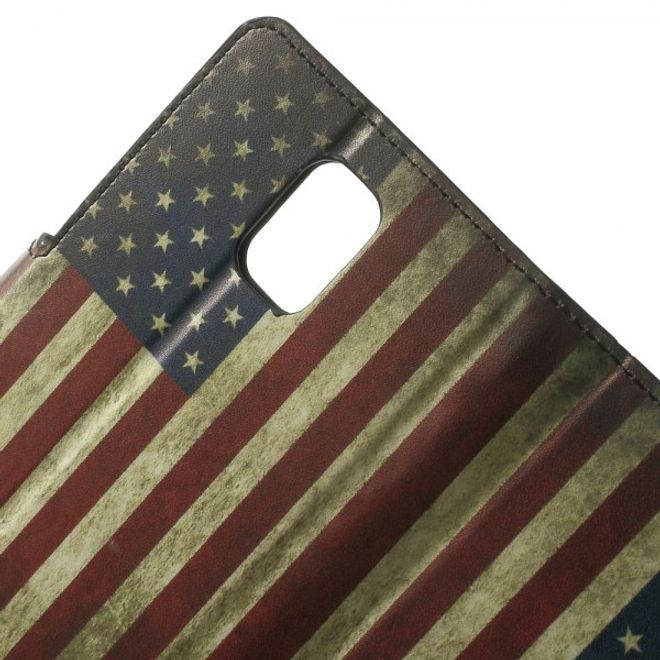 Samsung Galaxy Note 4 Leder Case mit USA Flagge retro-style