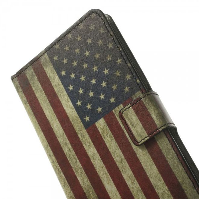 Samsung Galaxy Note 4 Leder Case mit USA Flagge retro-style