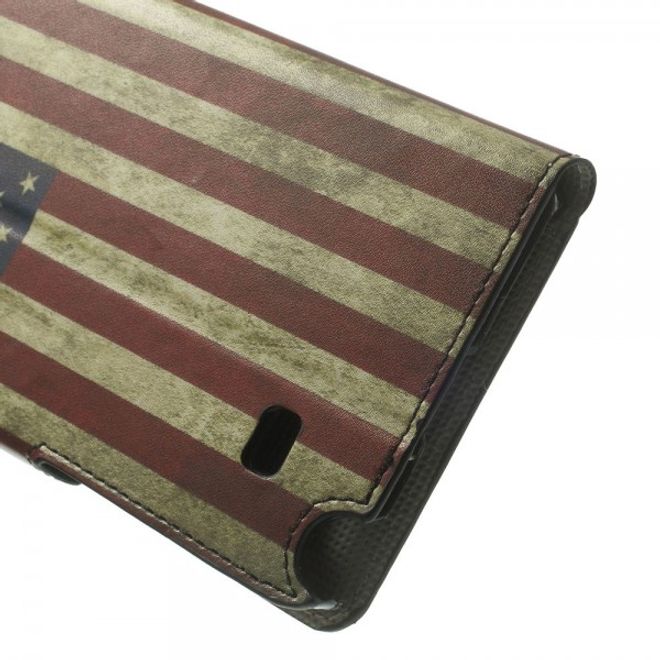 Samsung Galaxy Note 4 Leder Case mit USA Flagge retro-style