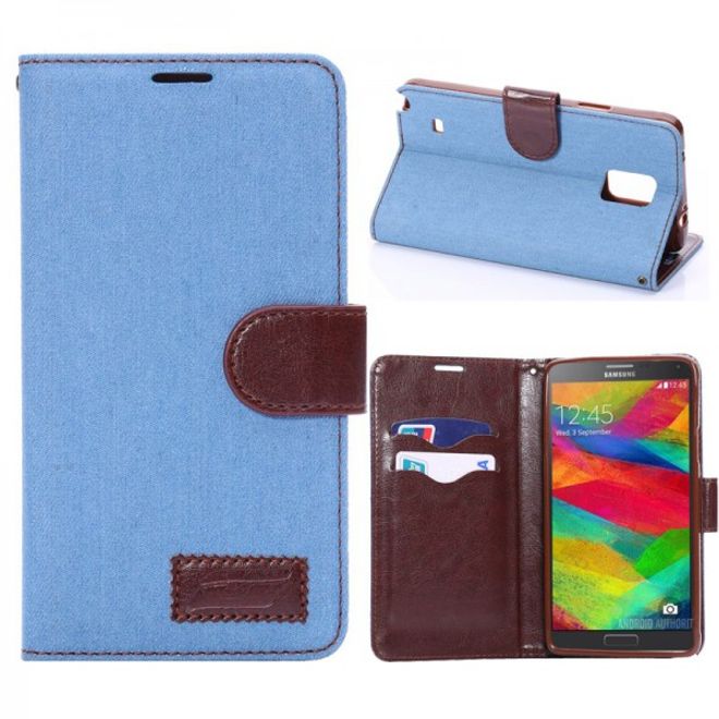 Samsung Galaxy Note 4 Leder Case im Jeans-look - hellblau