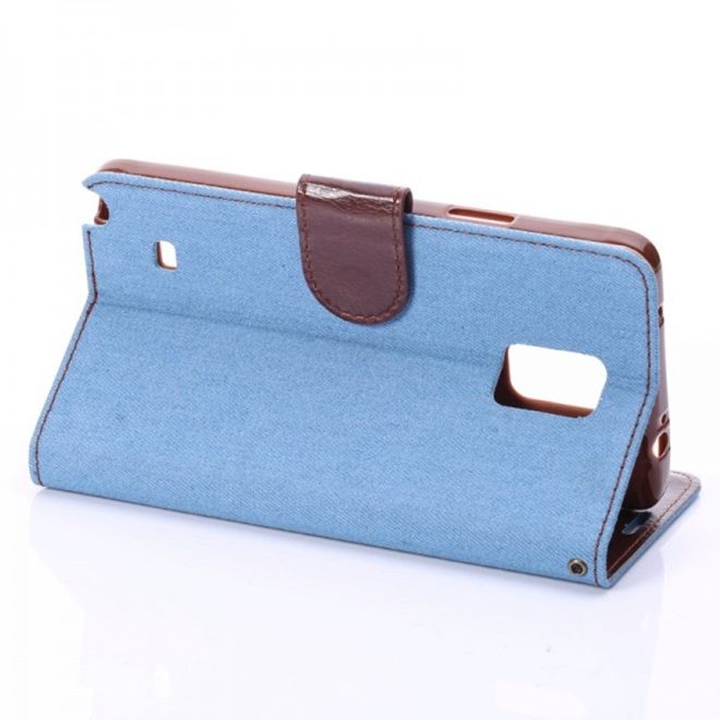Samsung Galaxy Note 4 Leder Case im Jeans-look - hellblau