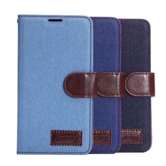 Samsung Galaxy Note 4 Leder Case im Jeans-look - hellblau