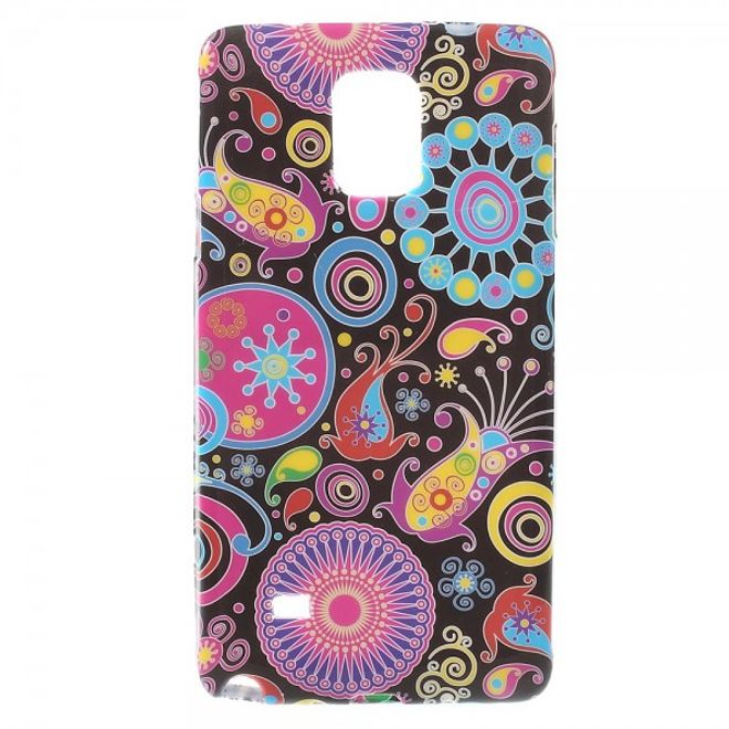 Samsung Galaxy Note 4 Elastisches Plastik Case mit farbigem Muster - schwarz