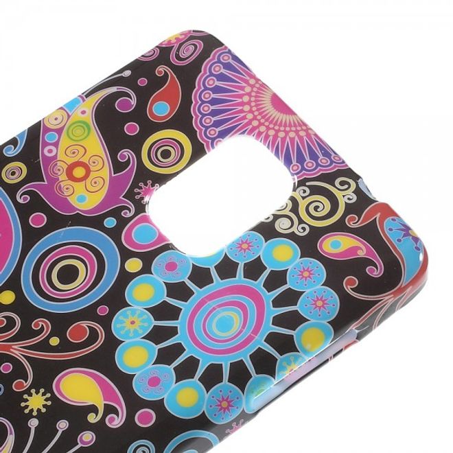 Samsung Galaxy Note 4 Elastisches Plastik Case mit farbigem Muster - schwarz