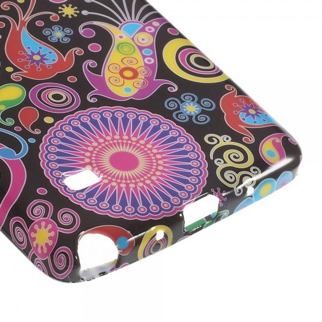 Samsung Galaxy Note 4 Elastisches Plastik Case mit farbigem Muster - schwarz