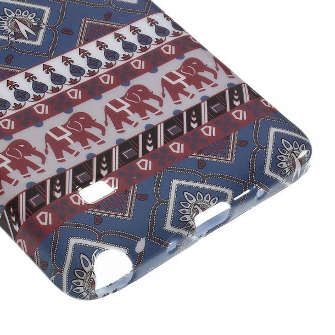 Samsung Galaxy Note 4 Elastisches Plastik Case mit Stammesmuster und Elefanten