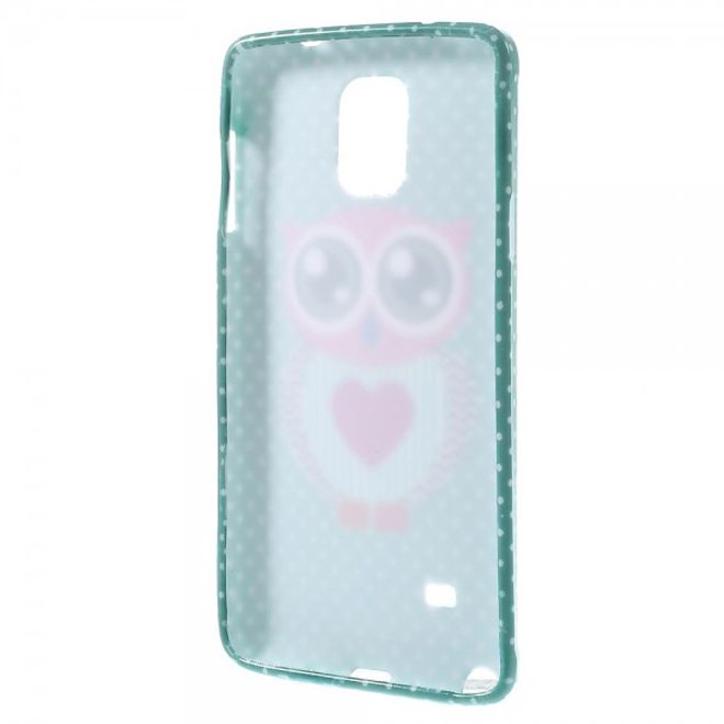 Samsung Galaxy Note 4 Elastisches Plastik Case mit süsser Eule mit Herz
