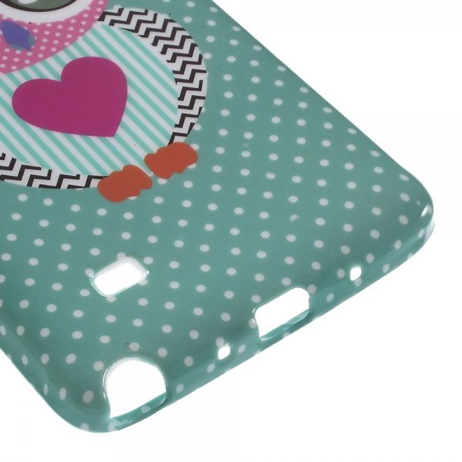 Samsung Galaxy Note 4 Elastisches Plastik Case mit süsser Eule mit Herz