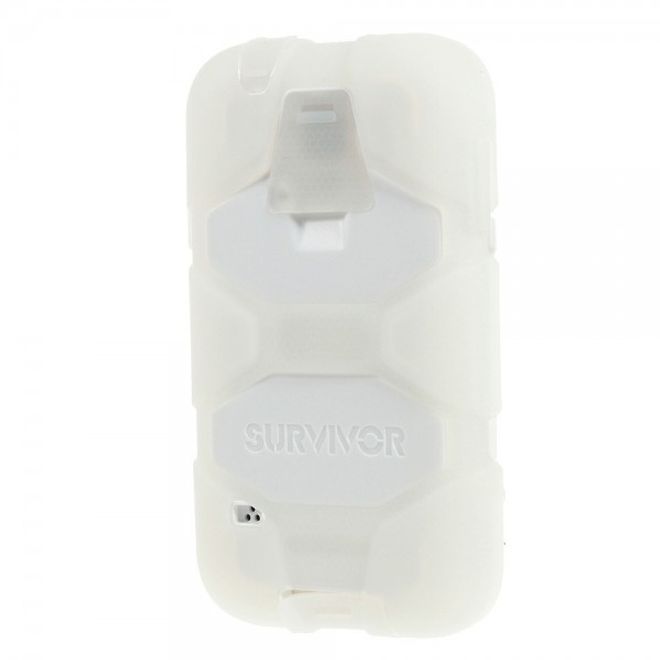Samsung Galaxy S5 Robustes Silikon- und Plastik Case mit Gurthalterung - weiss