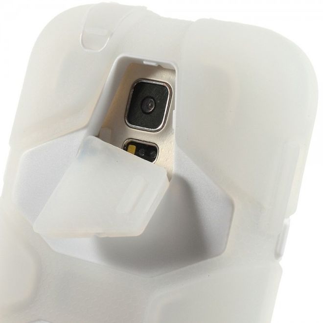 Samsung Galaxy S5 Robustes Silikon- und Plastik Case mit Gurthalterung - weiss