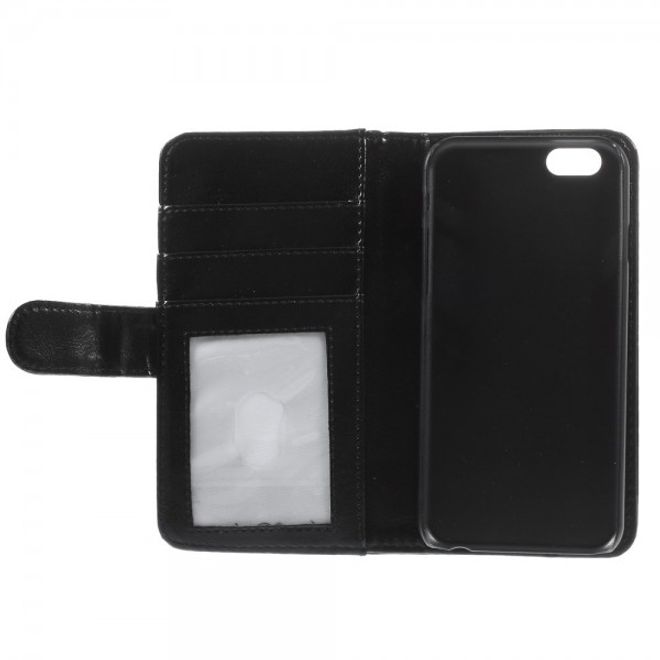 iPhone 6/6S Crazy Horse Leather Case with Stand Function and Credit Card Slot - Black