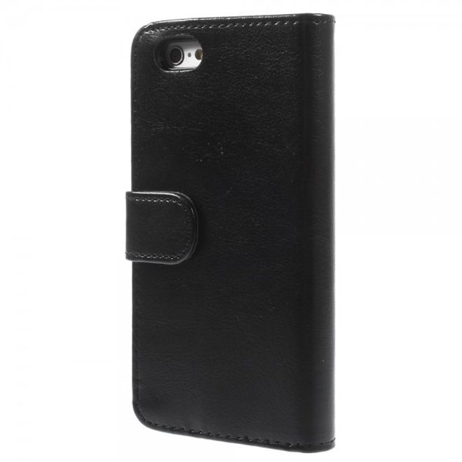 iPhone 6/6S Crazy Horse Leather Case with Stand Function and Credit Card Slot - Black