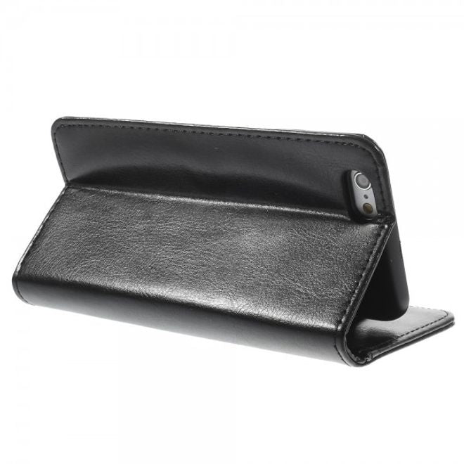 iPhone 6/6S Crazy Horse Leather Case with Stand Function and Credit Card Slot - Black