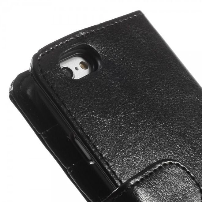 iPhone 6/6S Crazy Horse Leather Case with Stand Function and Credit Card Slot - Black