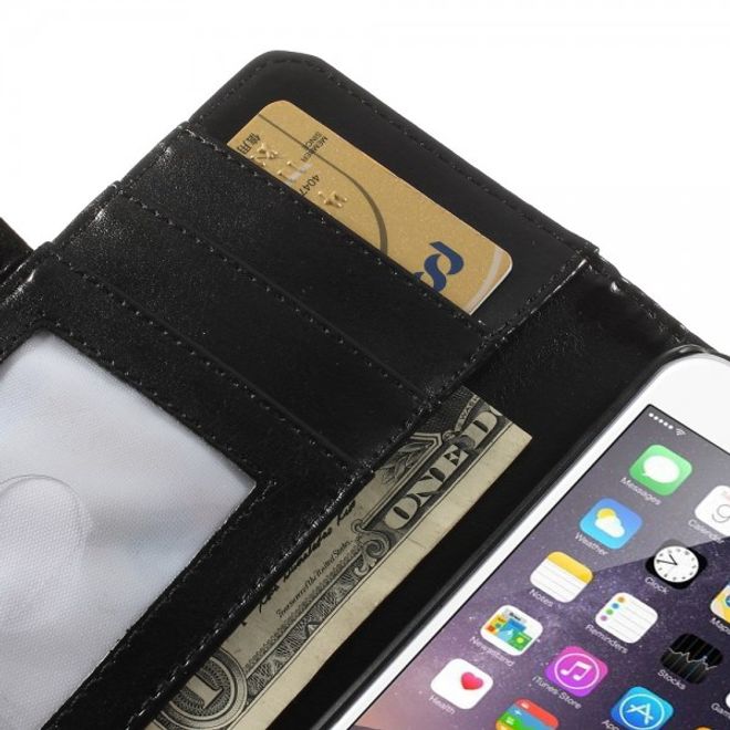 iPhone 6/6S Crazy Horse Leather Case with Stand Function and Credit Card Slot - Black