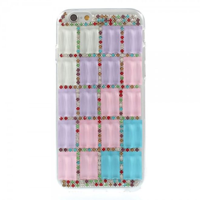 iPhone 6/6S Elastic Plastic Case with Rectangles and Glitter Stones - Blue/Purple