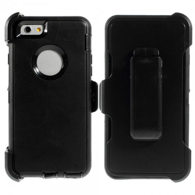 iPhone 6/6S Schockresistentes Hart Plastik Case mit Gurthalterung - schwarz