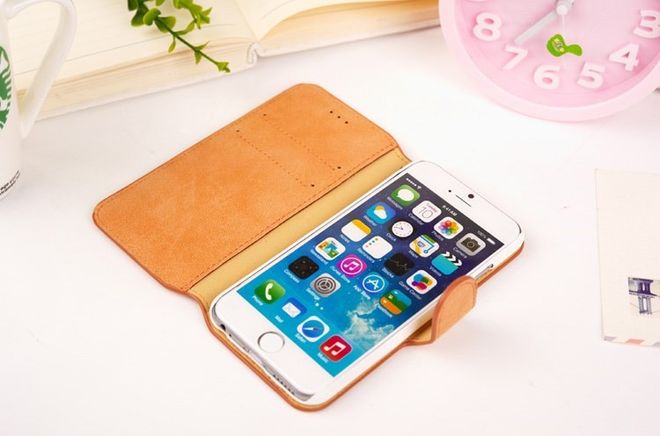 iPhone 6 Plus/6S Plus Trendiges Golden Phoenix Echtleder Case - orange
