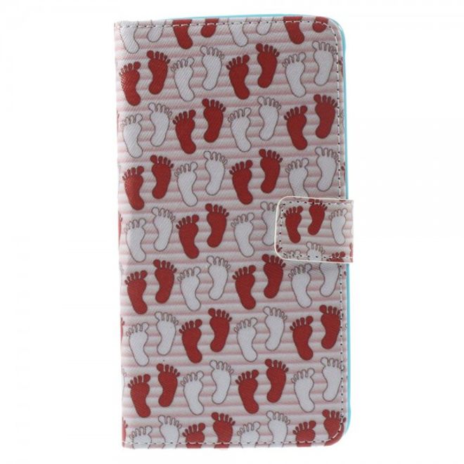 Samsung Galaxy Note 4 Leder Case mit Fussabdrücken